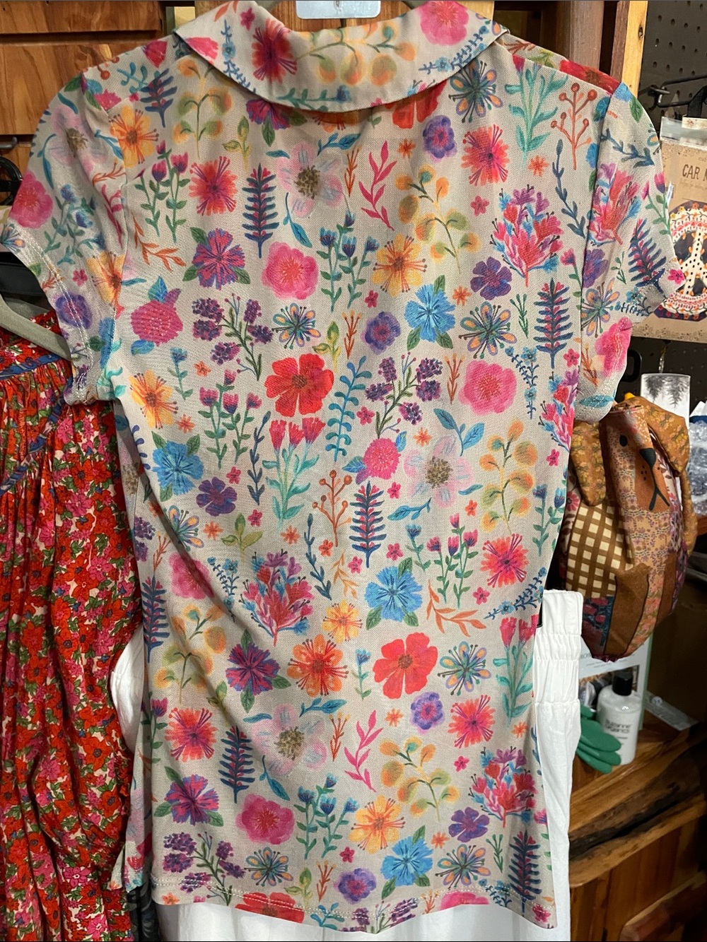 NATURAL LIFE Carina Multicolor Floral Button-Front Blouse Mesh - Picture 6 of 10